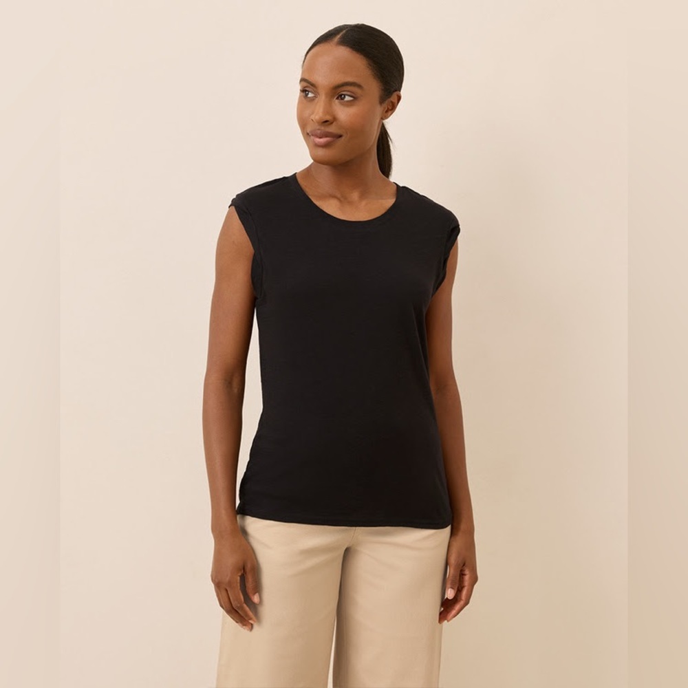 PACT Women's Slub Knit Muscle T-shirt Black - Size XXXL Organic Cotton - EUC/LN